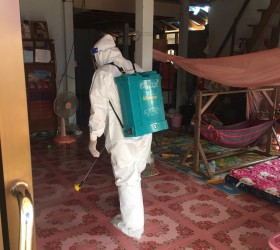 องค์การบริหารส่วนตำบลกำแมด ฉีดพ่นยาฆ่าเชื้อเพื่อป้องกันการแพร่ระบาดของโรคติดเชื้อไวรัสโคโรนา 2019 (โควิด-19)